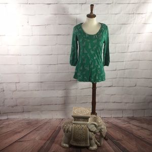 Anthropologie Postmark Tiger Print 3/4 Sleeve Shirt